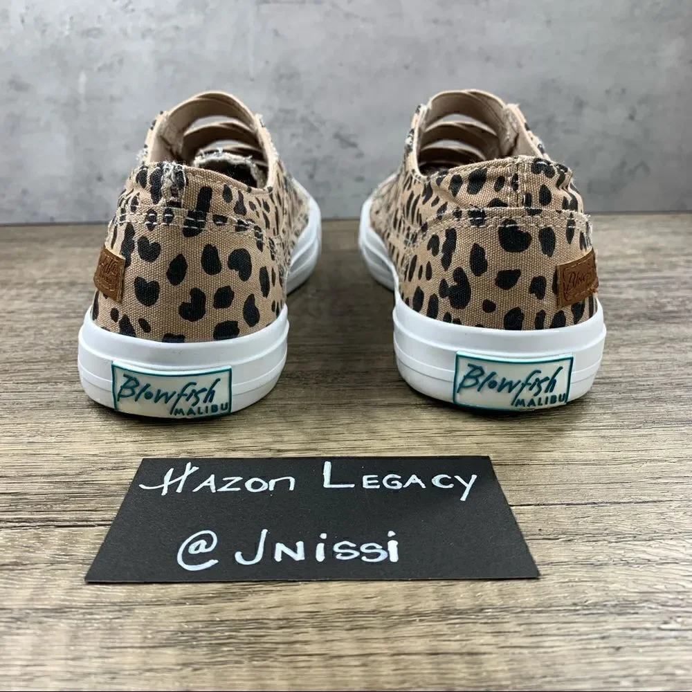 Blowfish~Women's~Malibu Marley Leopard Latte Spots Slip On Sneakers~Size 7.5‎